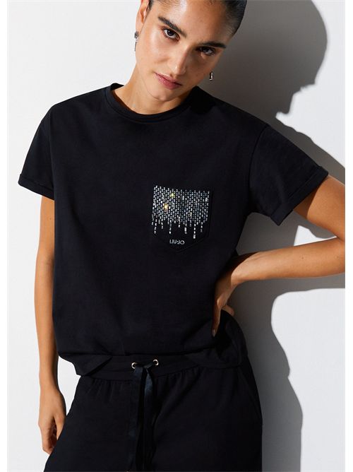 T-shirt woman black LIU JO | WA6372JS923/P9392